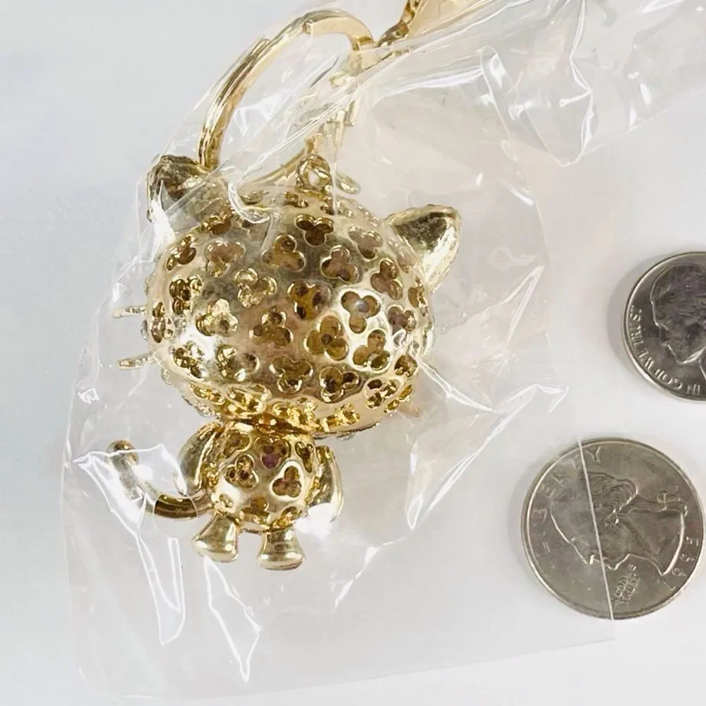 Kitty Keychain Charm- Sparkly Red & White